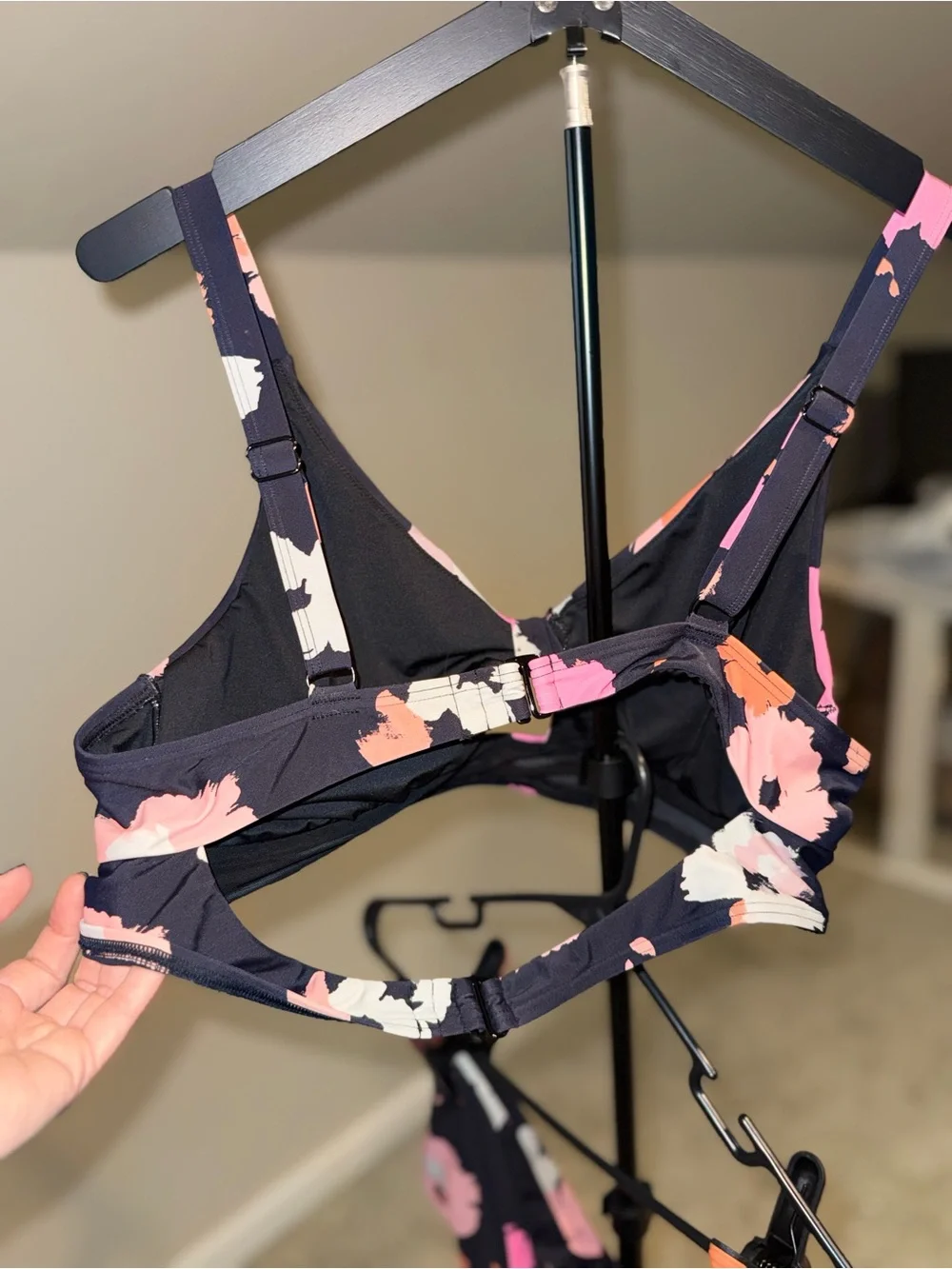 CCX Izzy Matching Bikini Set in Black with Pink, Coral, and White Floral Print